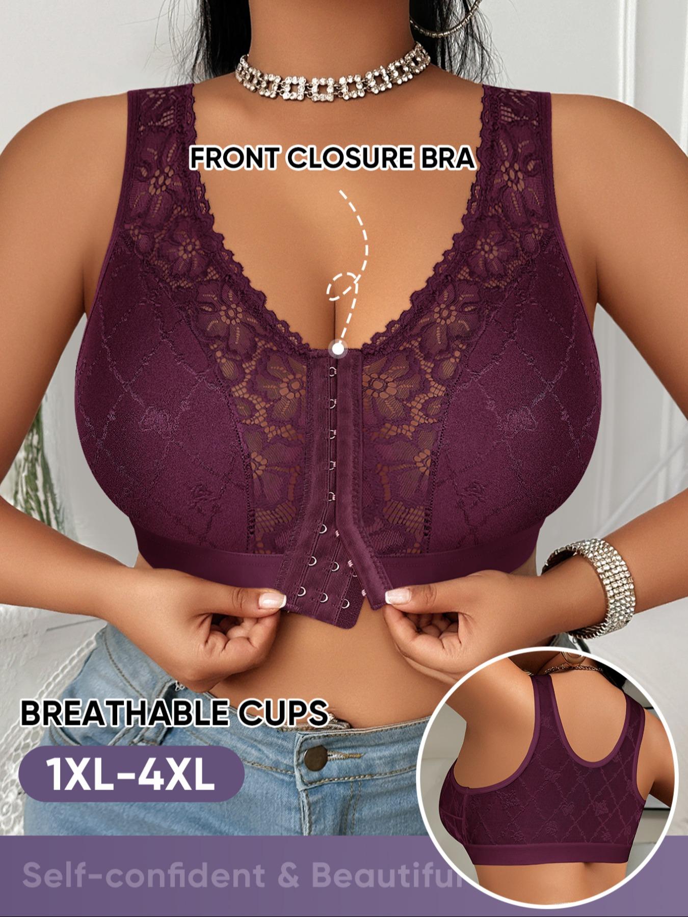 Plus Size Women's Wireless Bra Set, Full Coverage Soft Fabric, Medium Support, Casual Plain Design, Unlined, All Seasons, Supportive Bra