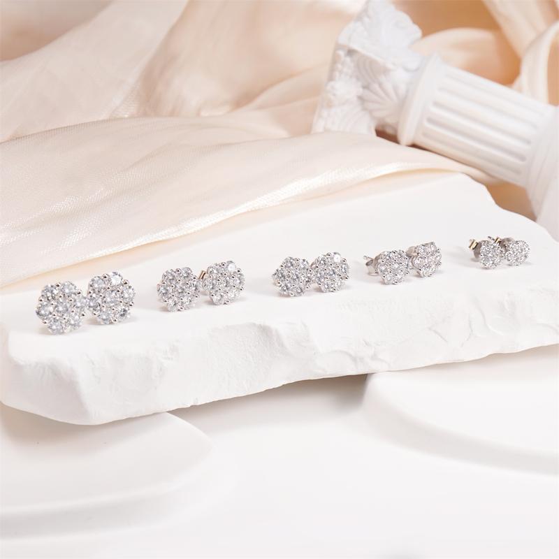 Delzzad S925 D Color VVS Synthetic Moissanite Flower Stud Earrings Mother's Day Gifts Jewelry