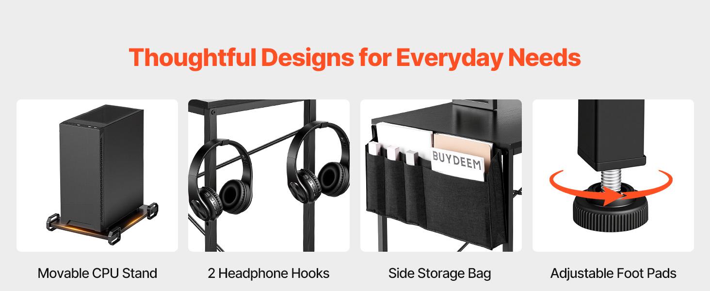 VEVOR L-Shaped Computer Desk, 67-inch Reversible Corner Gaming Desk with Monitor Stand Movable CPU Stand, Modern Stylish PC Table Sturdy Work Workstation for Home Office - Easy to Assembly