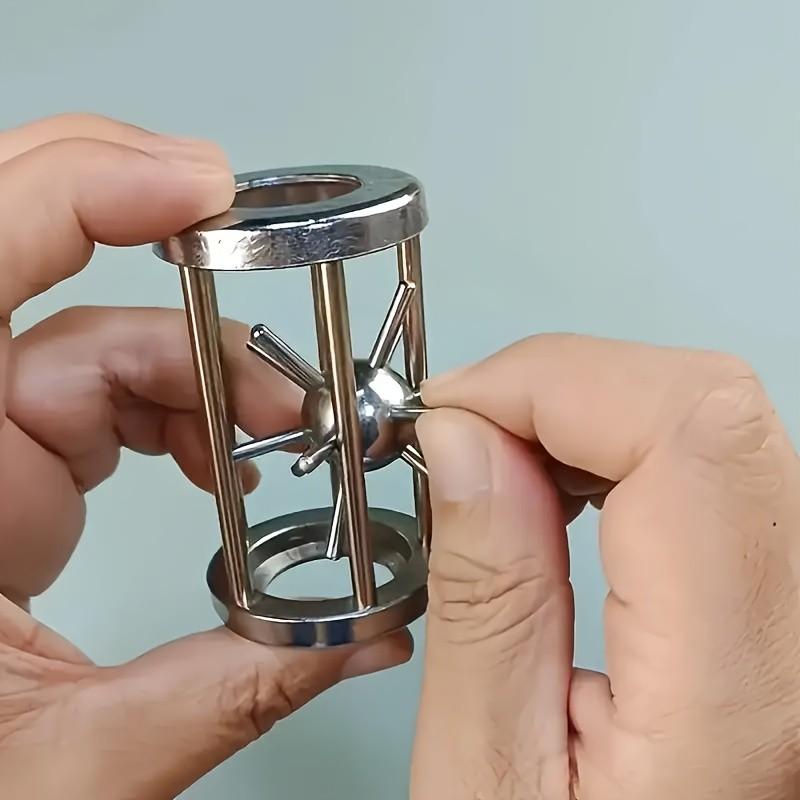 2pcs Metal Puzzle Cage Thorns Ball Lock Iq Toy, Children & Adults Brain Teaser, Educational Student Unlocking Ring Game