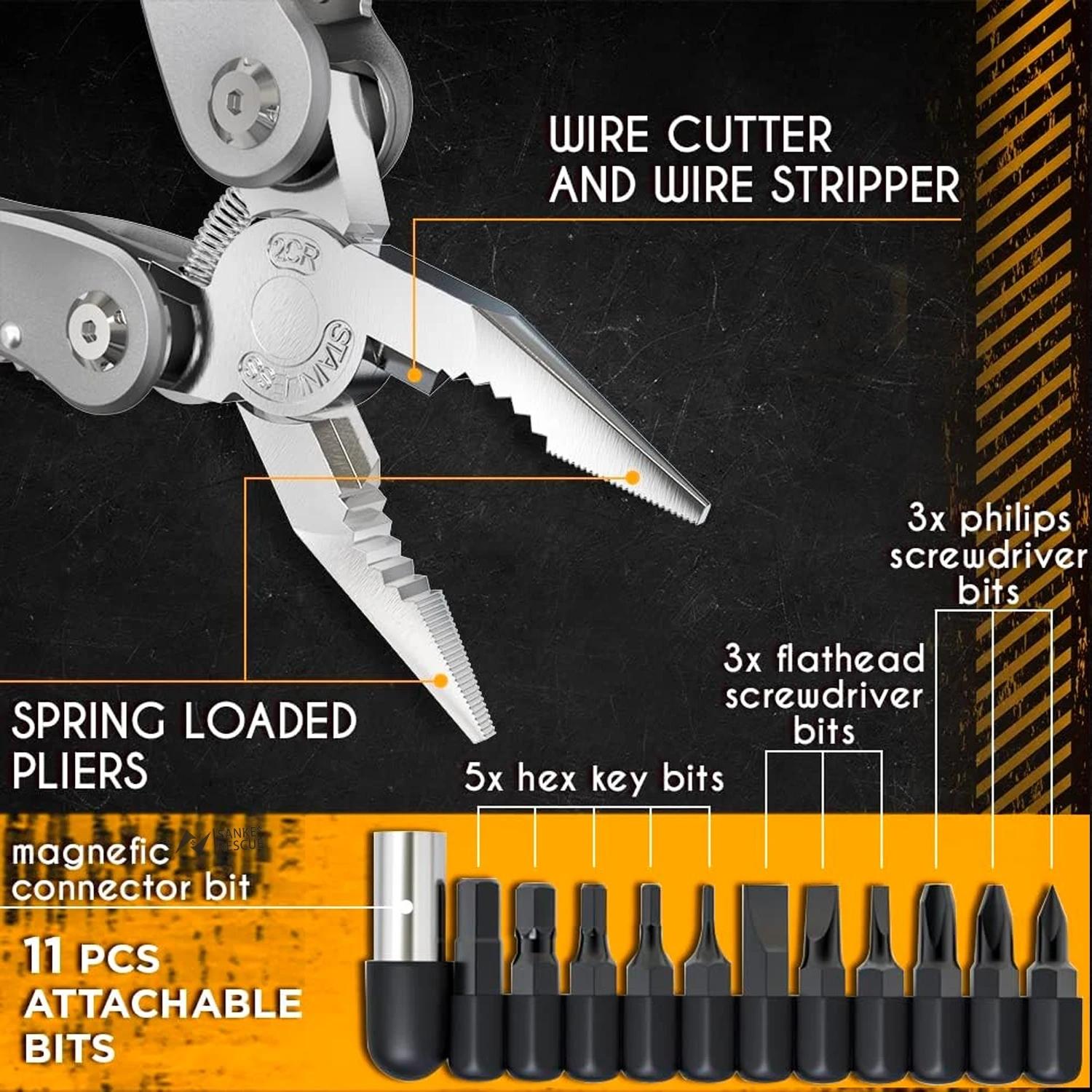 24-In-1 Multi-Functional Portable Stainless Steel Folding Pliers, Outdoor Survival Camping Hunting Hiking Screwdriver, Fashion Multitool Pliers, Multipurpose Tool, Outdoor Multifunctional Tools detail 1
