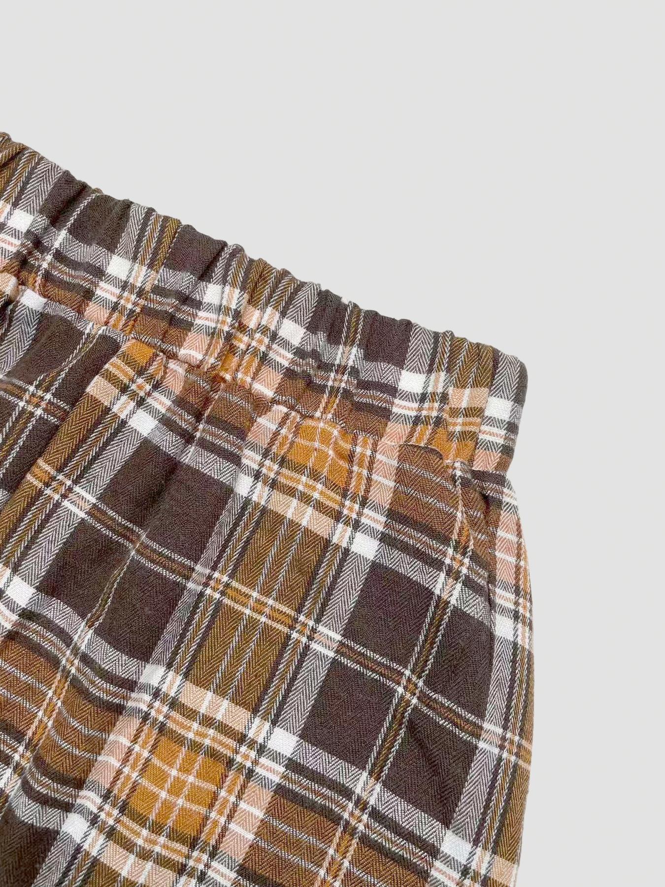 Women's Plaid Woven A-Line Long Dress,flared skirt， Casual Loose Fit Elastic Waist Pocket Design, All-Season Wearable Fashion Skirt