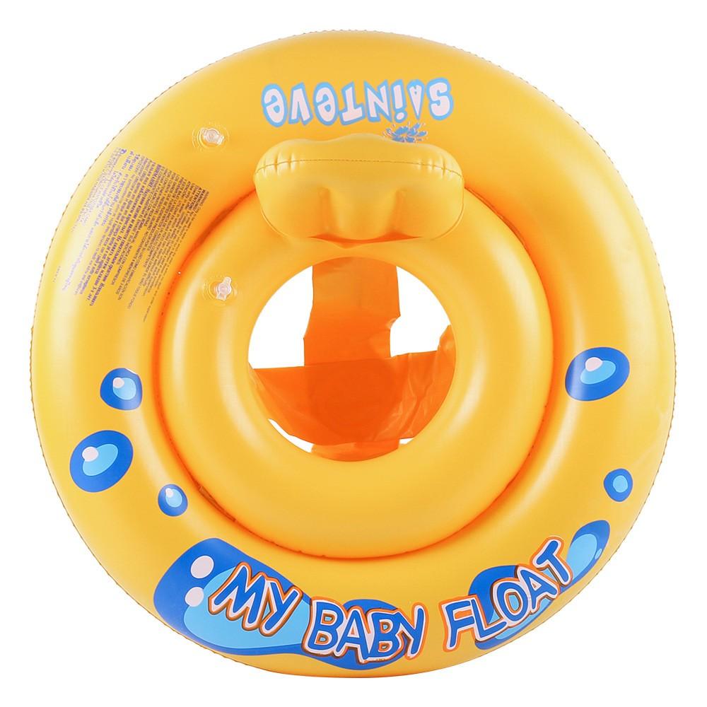 Inflatable Double Ring Baby Pool Float with Backrest & Safety Seat ...
