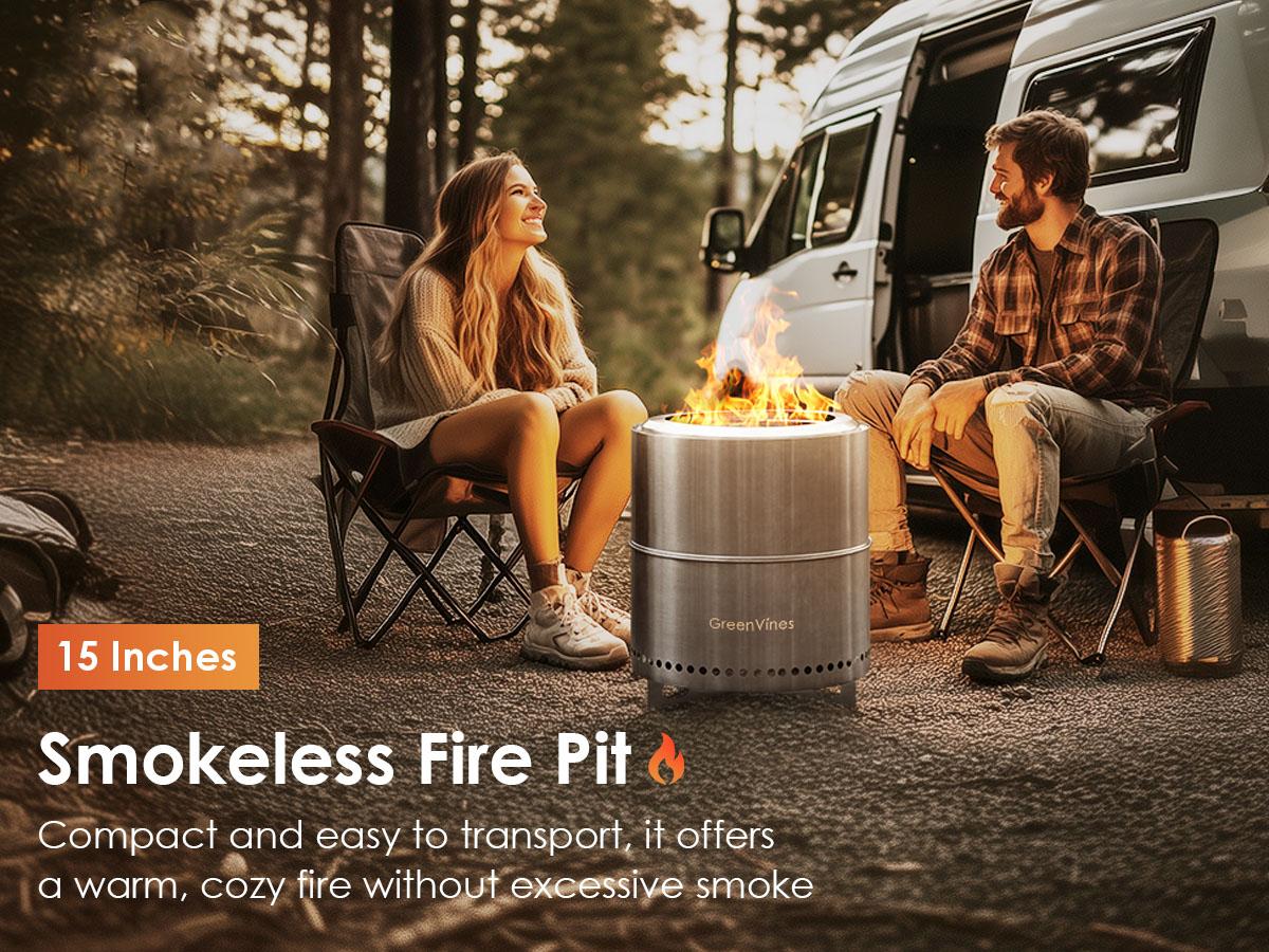Fire Pit,Smokeless-Fire-Pit， 304 Stainless-Steel-Firepit ，Portable Outdoor Pits with Stand for Camping ，Bag & Sticks & Holders ，Solo Wood Burning Bonfire ，Low Smoke Stove