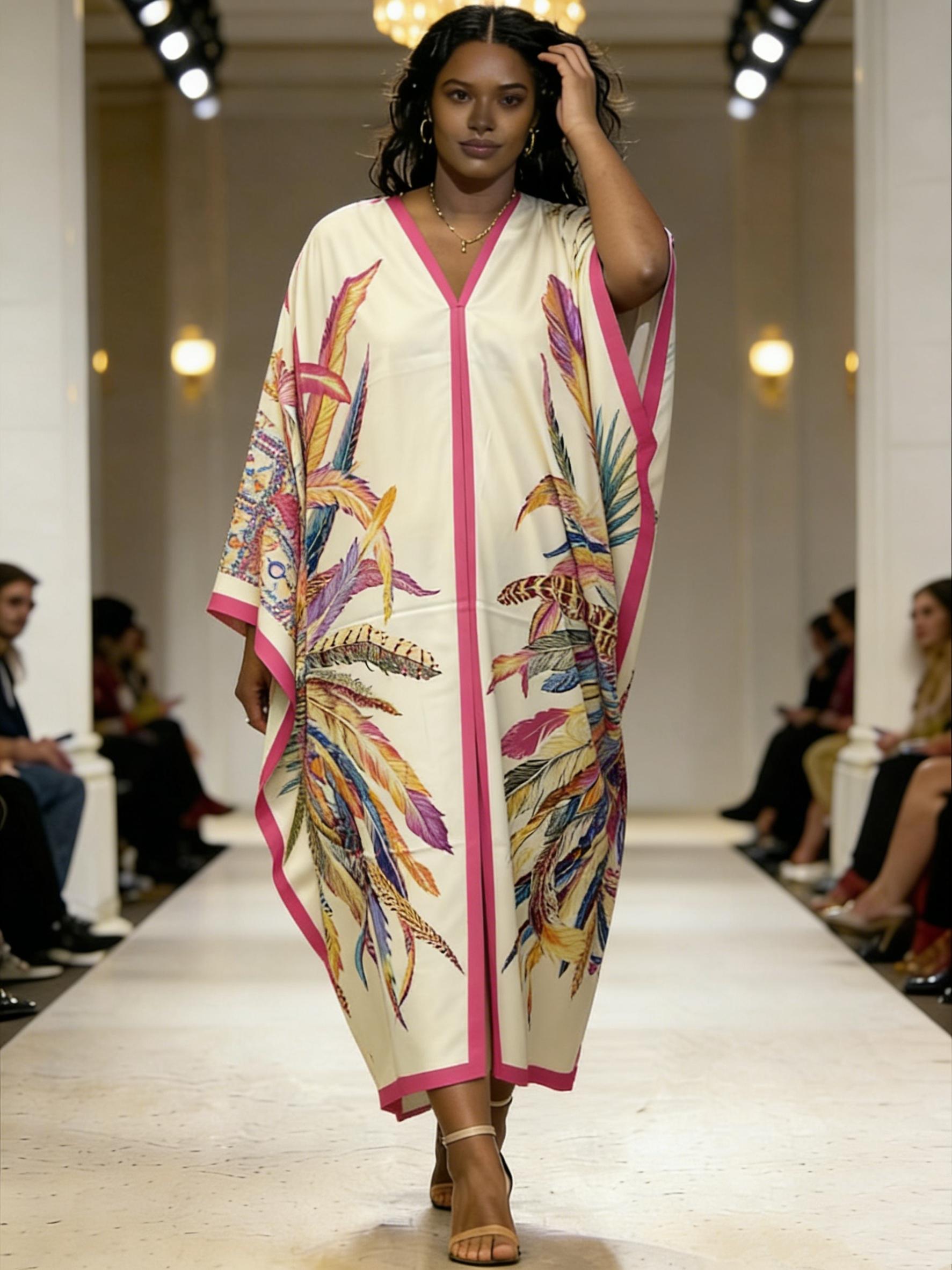 2-piece set woman‘ s Boho Kaftan Beach Cover Up  – Oversized Maxi Dress Beachwear for Summer Vacation & Resort Wear ✨
