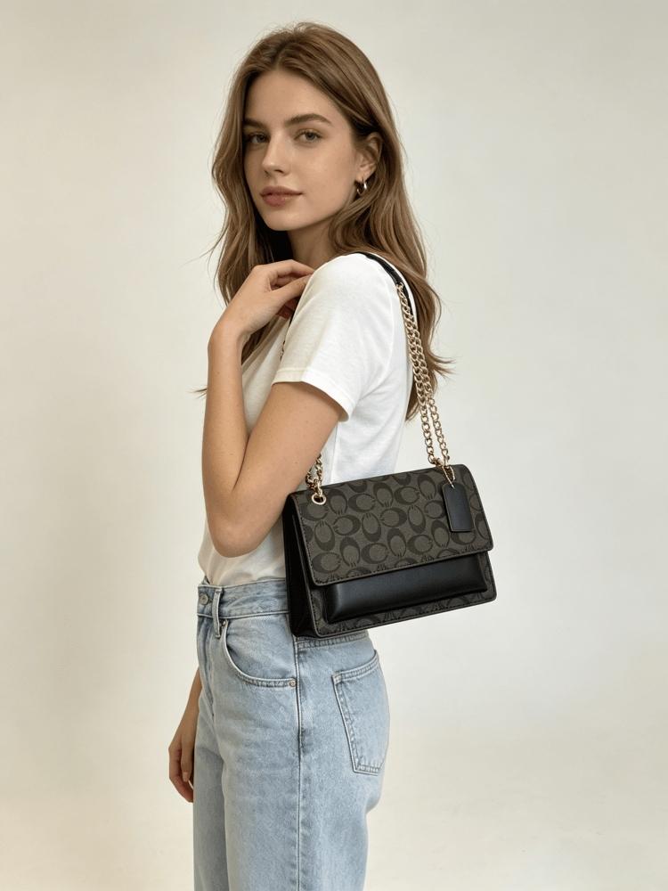 Elegant Women's Crossbody Shoulder Bag, Snake Skin Pattern PU Leather Handbag, Chain Design, All Season Use, American Retro Style