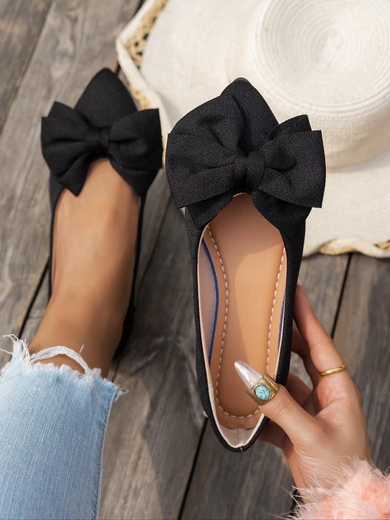 Women's Fashionable Bowknot Design Slip on Flats, Casual Comfortable Pointed Toe Flat Shoes for Daily Wear, All-match Commuter Shoes for Women & Girls, Running