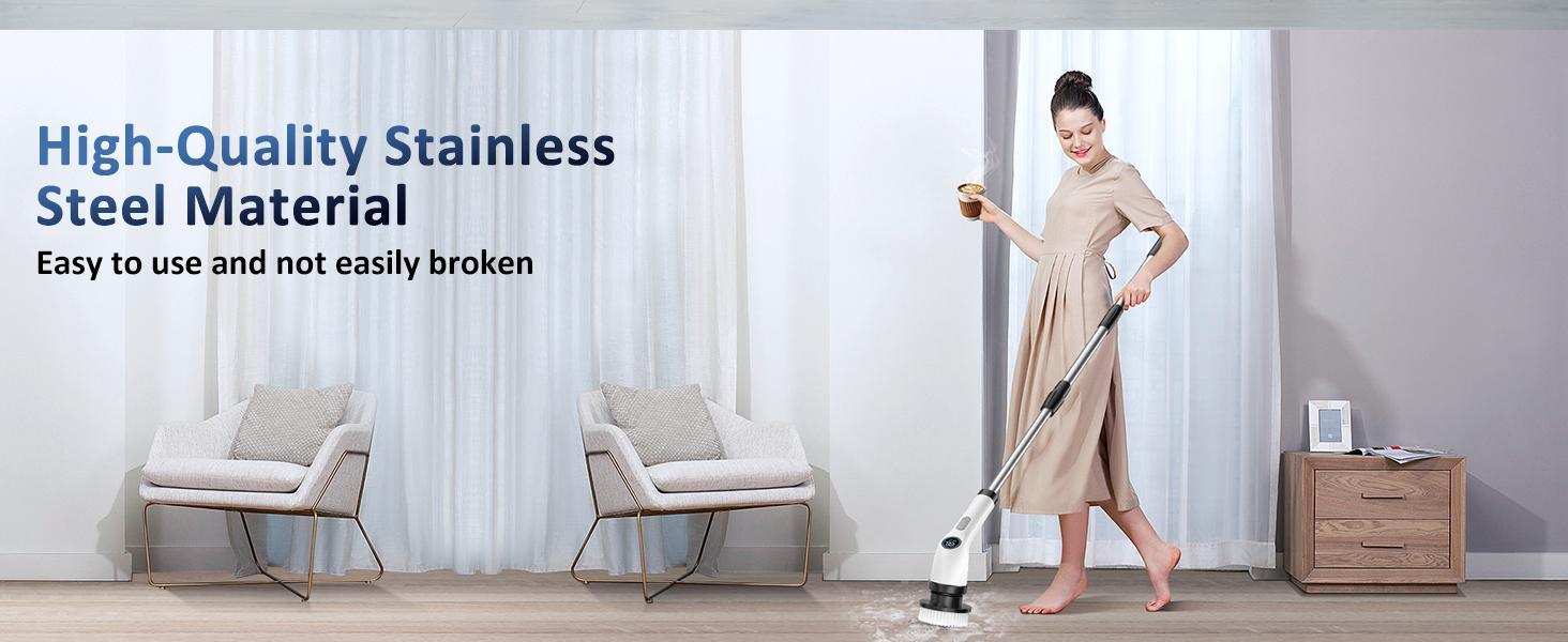 Electric Spin Scrubber, Cordless Shower Scrubber Full-Body IPX7 Waterproof, Electric Cleaning Brush with 7 Replaceable Brush Headsand 3 Adjustable Extension Handle, 2-Speed for Bathroom, Kitchen, Toilet, Window, Pool, OutdoorFun, FathersDayGift