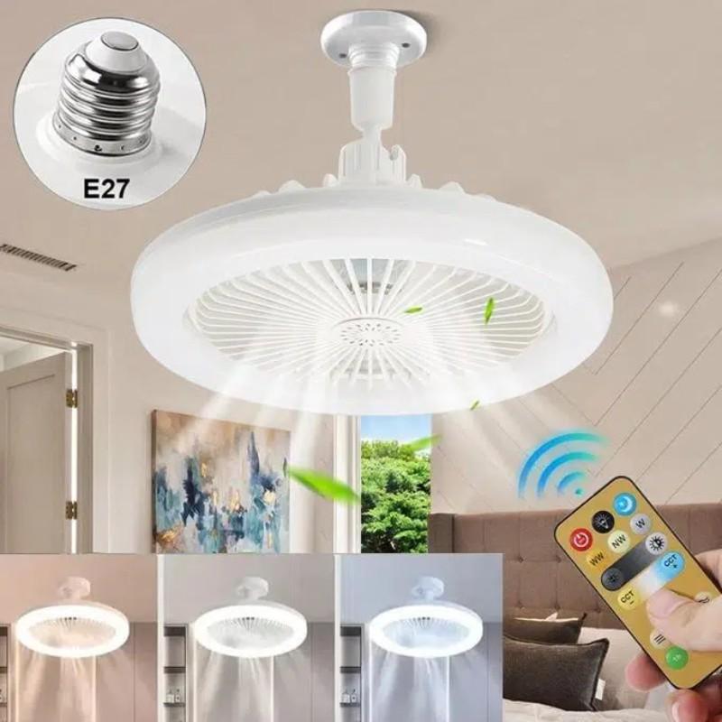 Adjustable LED Ceiling Fan Light with Remote Control, E27 Socket, Dual Function Cooling & Lighting, Timer Control, Modern Home Design, Decorative Lighting