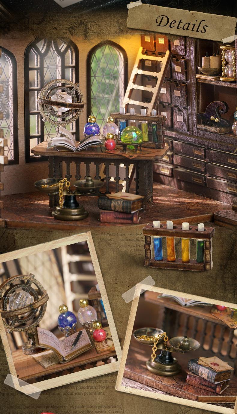 CUTEBEE DIY Decoration with LED Lights Creative Christmas Holiday Gifts for Adults Wooden House Kit Stem Building Block Magnetic Tiles