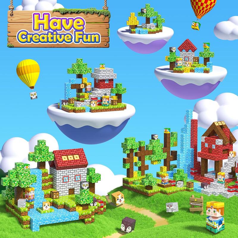 Magnetic Building Blocks-150PCS with Drawstring Bag STEM Montessori Children Sensory Toys Build Mine Magnet World Gift Set