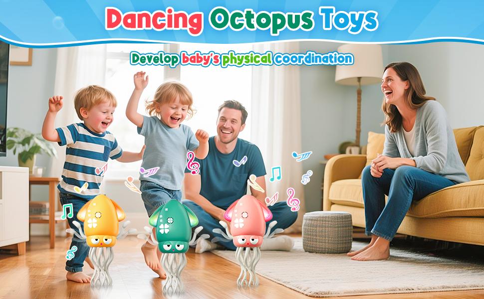Dancing Squid Toy for Kids with LED Lights & Music - Sensory Development Interactive Toddler Toy for Ages 2+ - Bright Colors & Upbeat Music - Perfect Gift for Toddlers, Perfect Stocking Stuffer,Tummy Time Dancing Squid Toy for Kids with LED Lights & Music - Sensory Development Interactive Toddler Toy for Ages 2+ - Bright Colors & Upbeat Music - Perfect Gift for Toddlers, Perfect Stocking Stuffer,Tummy Time