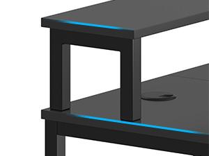 sedeta Gaming Table 70.8 in. with LED Lights and Storage Shelf Computer Table with Monitor Stand, Power Outlet and Cup Holder Ergonomic Table