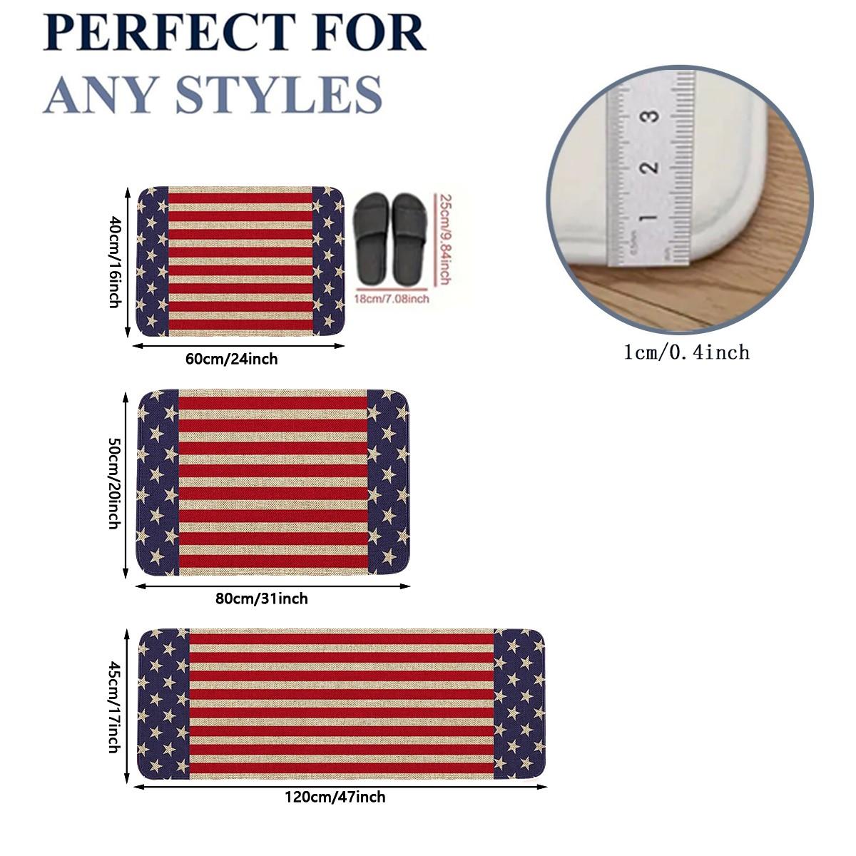 JIT 1/2/3 pc of flannel flag Memorial Day and Independence Day White Eagle Embroidered Carpet for Multi-Scene Use as Decorative Carpet - Kitchen Carpet Set, Flannel Washable Side-Edge Soft Carpet, Suitable for Kitchen, Bedroom, etc.
