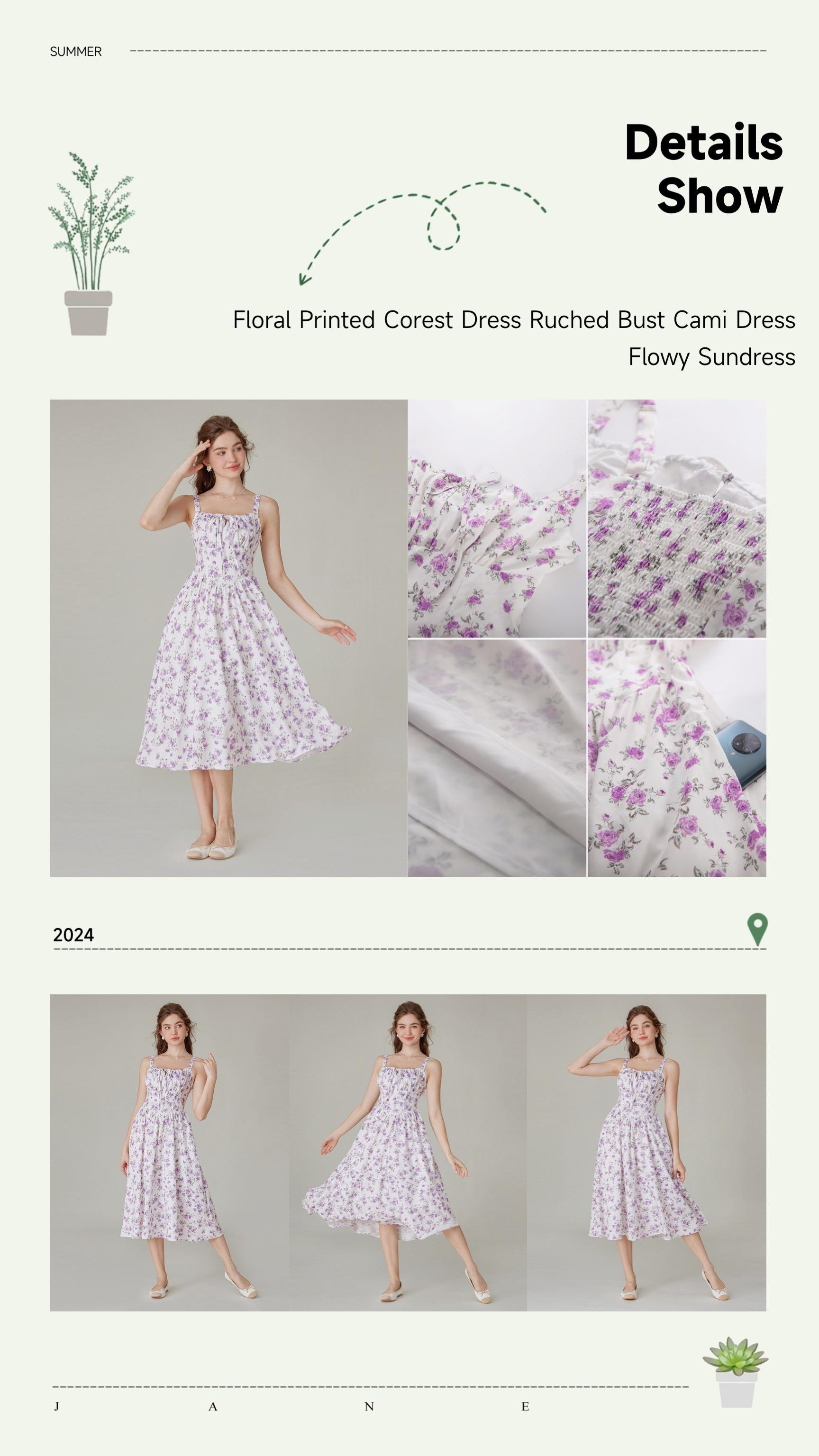 【Grace Karin】Women's Sleeveless Floral Corset Milkmaid Midi Sundress, Vacation Casual Spring Summer Wear, S-2XL Plussize-Friendly Fit 【Grace Karin】Women's Sleeveless Floral Corset Milkmaid Midi Sundress, Vacation Casual Spring Summer Wear, S-2XL Plussize-Friendly Fit