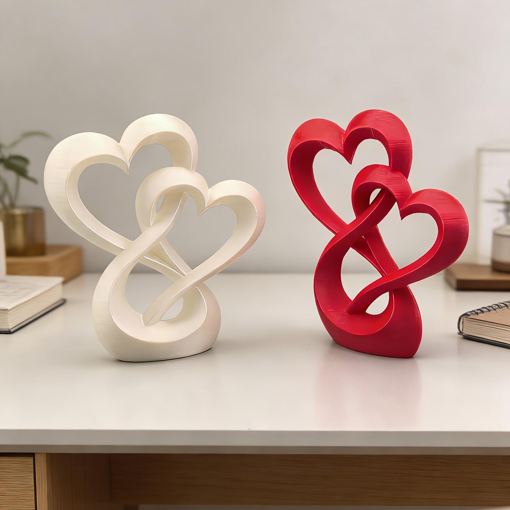 Eternal Knitted Heart Statue, Cozy Home Decor, Desktop Focus, Anniversary Wedding Valentine Gift, Living Room Bedroom Decoration