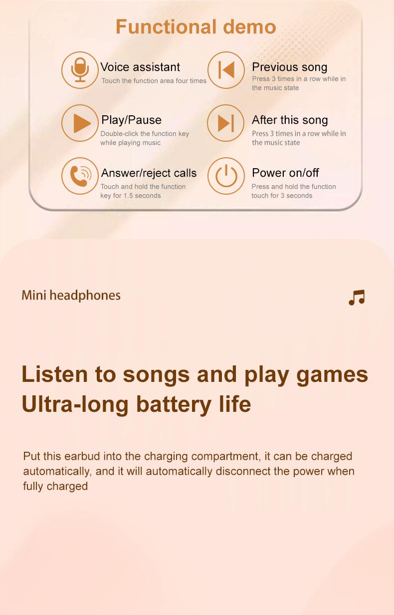 MSHUKCOE Mini Invisible Headphones Bluetooth 5.4 True Wireless In-Ear Earphones sport Audio Earbud audifonos bluetooth wireless headphones noise cancelling headphones gamingheadset