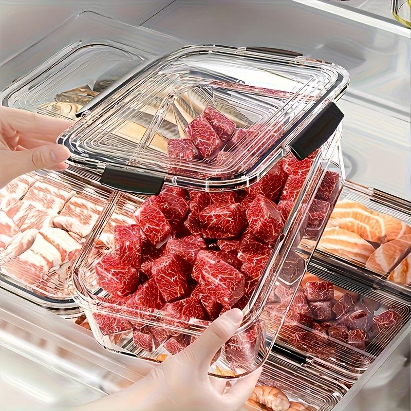 12pcs Stackable Refrigerator, Freezer Storage Containers with Sealing Lids - Transparency PET, Reusable & Durable for Fruits, Vegetables, Meats - Ideal for Kitchen, Cabinet & Fridge Organization, Refrigerator Accessories