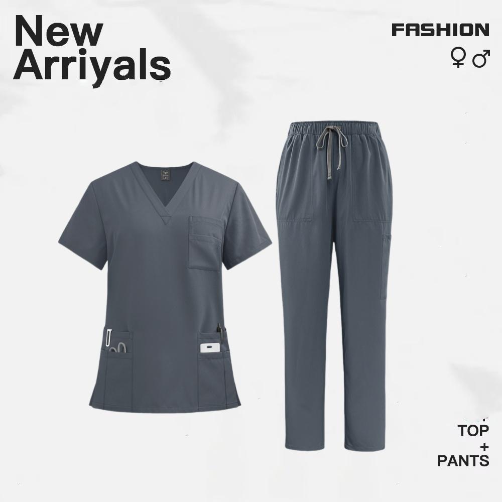 Women's Operating Room Scrubs Short Sleeve Nurse Uniform Operating Gown and Isolation Gown