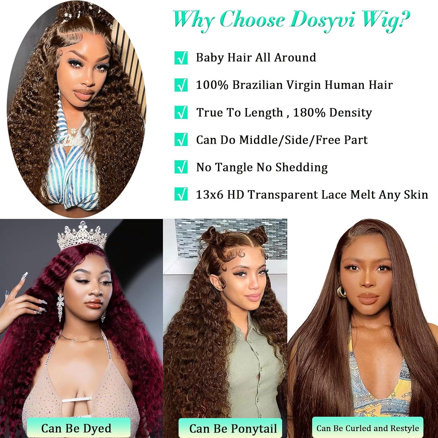 Chocolate Brown Deep Wave Lace Front Wigs Human Hair 180 Density 4# 13x4 13x6 HD Lace Frontal Wigs Curly Human Hair Brown Glueless Wig For Women Pre Plucked with Natural Hairline #TikTokShopHolidayHaul
