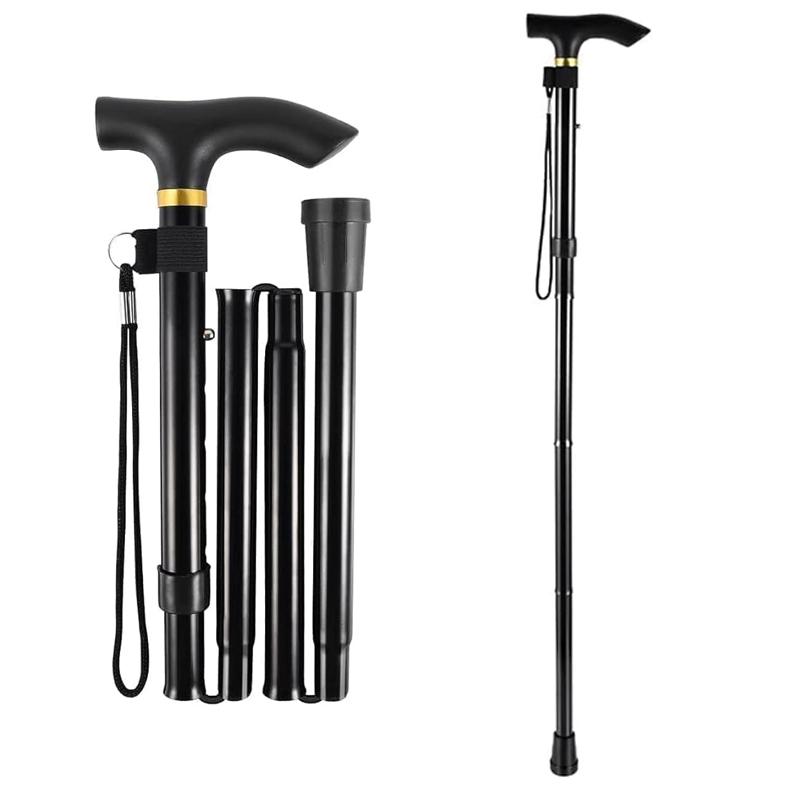 Adjustable Height Folding Cane, Collapsible Portable Lightweight Walking Stick Tool for Men Women Seniors, 5-Level Adjustable Mobility Aid Equipment, Canes for Seniors