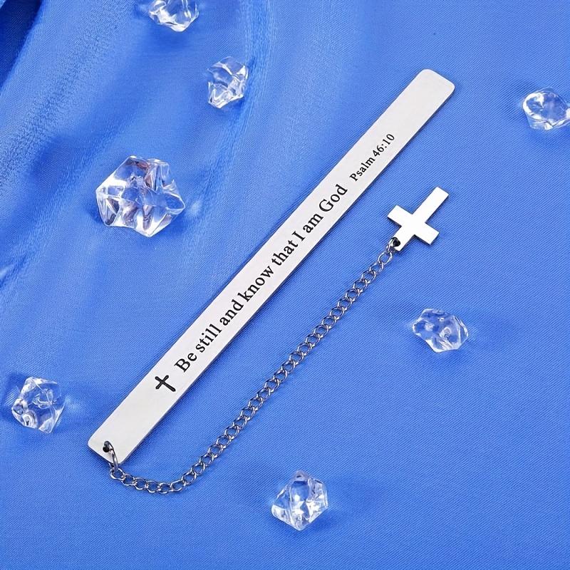 Stainless Steel Bookmark with Cross & Chain, 1 Count Engraved Bookmark, Inspirational Religious Gift for Book Lovers, Book Accessories, and Adults