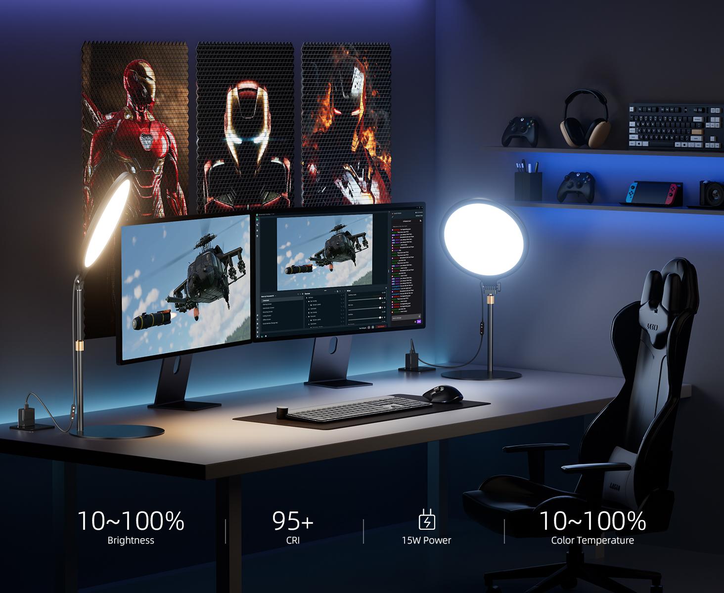 Weilisi 10.5" Ring Light with Stand, Full-Screen Selfie Ring Light for Desk with Phone Holder, Adjustable Laptop Light for Video Recording, Zoom Lighting for Computer, Meeting, Live Streaming, Podcast