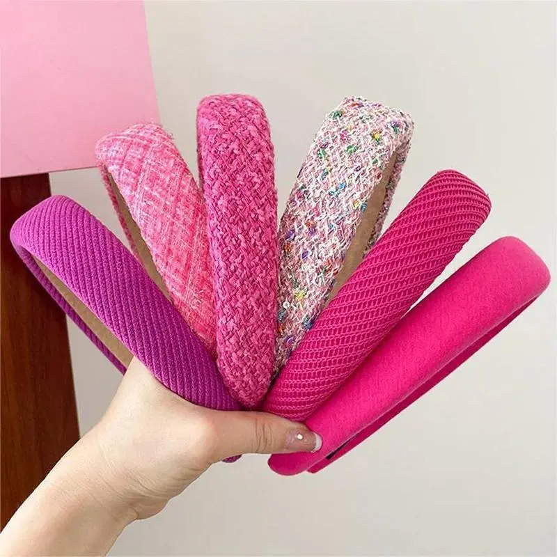 Rose Red Wide-brimmed Sponge Hair Band Women Fairy Temperament Headband Tweed Head Hoop Hairband Princess Girls Hair Accessories