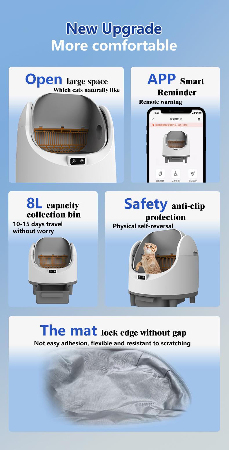 Smart Cat Litter Box with Automatic Self-Cleaning, 6L Large Capacity, APP Connection, Odor Control, and Anti-Splash Design for Ultimate Pet Care Convenience cat gifts Enclosed