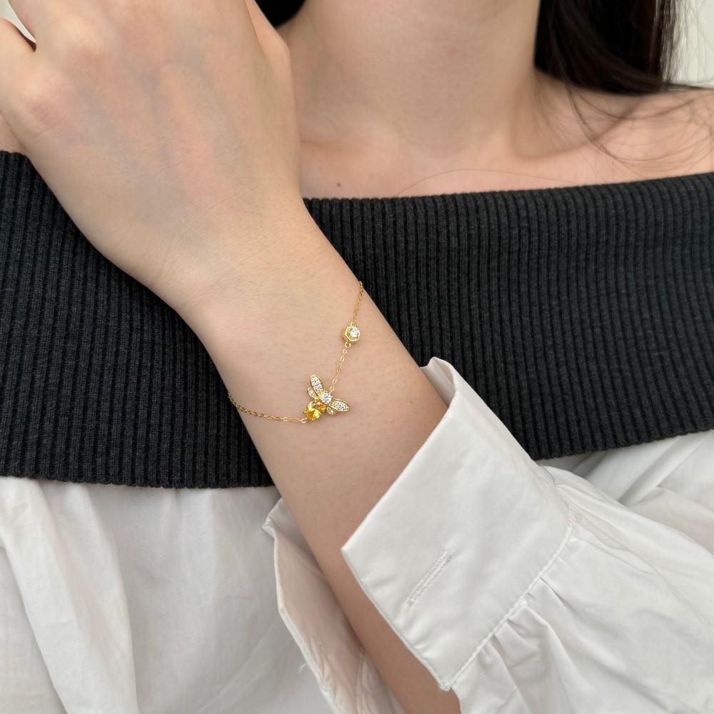 (SS024)S925 Sterling Silver Bee Jewelry Set Necklace, Bracelet & Stud Earrings Vintage Elegance Minimalist Charm Ideal Daily Wear & Gift(new)