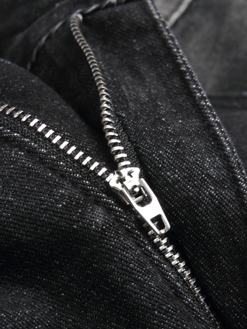 Men's Jeans Natural Ripped Personalized Pockets Black Denim Pants Stylish Streetwear Casual Classic Soft Straight Mid Waist All Seasons Trousers Menswear