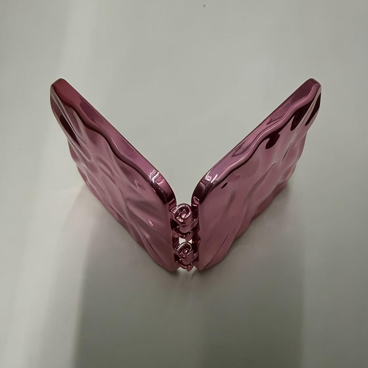 Double-Sided Electroplated Wave Texture Folding Mirror, High-Definition, No Distortion, Mini Size, Pocket or Bag Fit, Perfect Gift