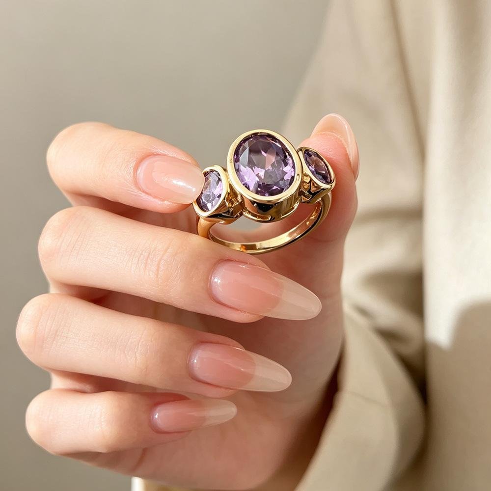 Oval Cut Diamond Art Deco Delicate Three Stone Bezel Set Statement Wedding Bridal Engagement Ring For Women 14K Yellow Gold Plated  Handmade Unique Christmas Ring