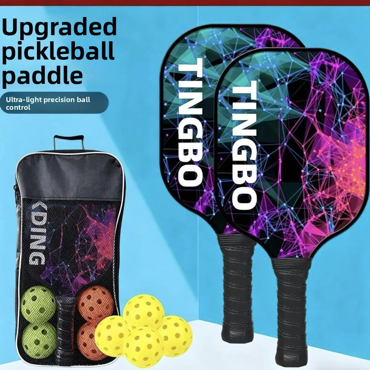 Pickleball Racket Set Sports Racket Cricket - Premium Poplar Pickleball Board Full Set of Wooden Boards for Adults