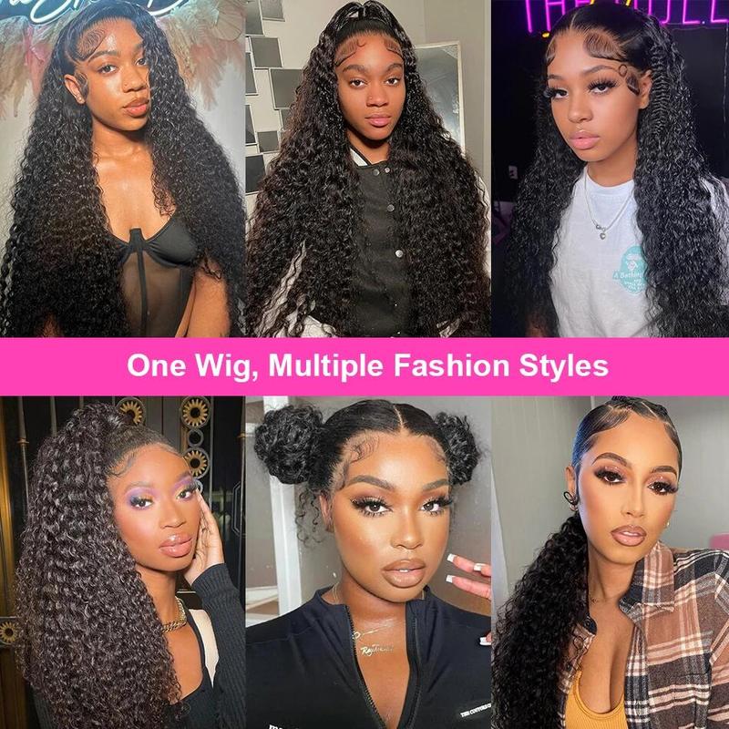 [26‘’ Deep Wave=$135] Tahikie 13x6 Deep Wave Curly Wigs Human Hair Pre Plucked Pre Cut HD Lace Wigs Ready And Go 7x6 Glueless With Drawstring One-Step 13x6 HD Frontal Lace Curly Wave/ Body Wave/ Kinky Curly / Water Wave Natural Hairline