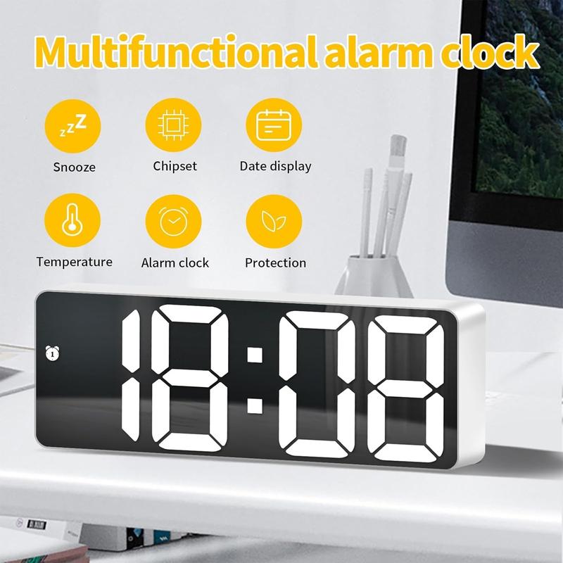 Rotunoe Digital Alarm Clock, LED Clock for Bedroom, Modern Desk Clock with Temperature Display, Adjustable Brightness, Voice Control, 12/24H Display Small Clock for Home, Bedroom, Office Rotunoe Digital Alarm Clock, LED Clock for Bedroom, Modern Desk Clock with Temperature Display, Adjustable Brightness, Voice Control, 12/24H Display Small Clock for Home, Bedroom, Office