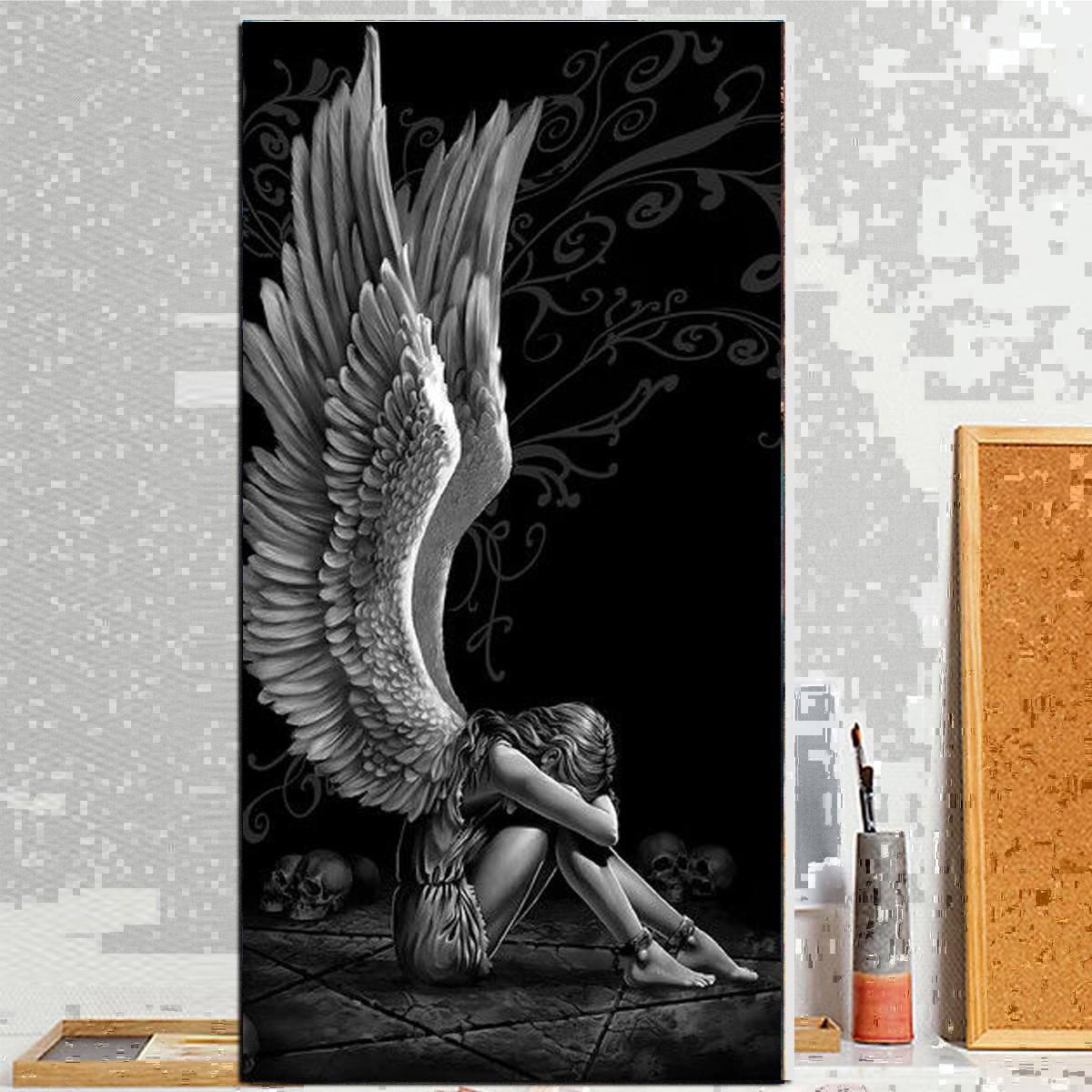 Large Size Diamond Painting Kits for Adults, Gothic Art Crying Angel Diamond Art Kit for Beginners DIY Full Round Drill Paint with Diamond Dots Gem Art for Home Wall Decor
