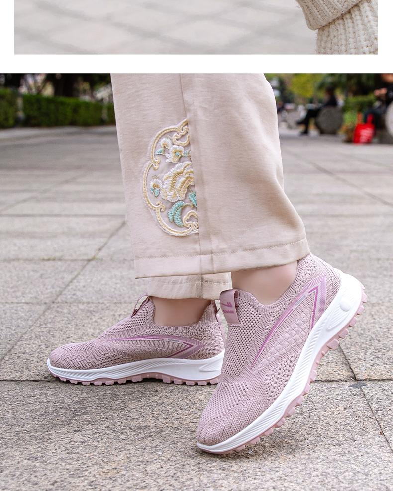 Women's New Spring Mom Shoes, Outdoor Woven Sports Shoes, Comfortable Soft Durable Running Shoes, Casual Slip-On Sneakers