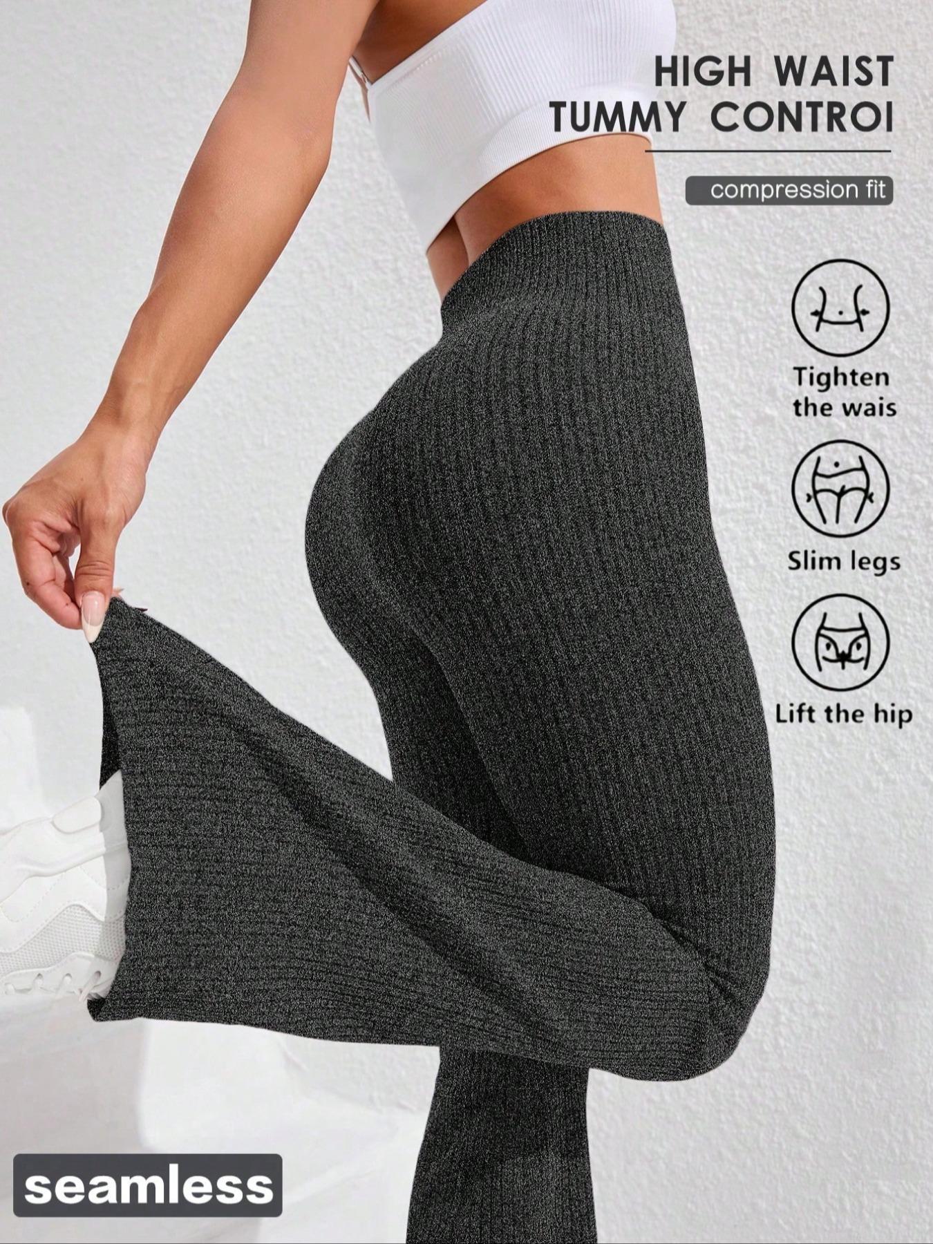 Women's Solid High Waist Sports Leggings, Casual Comfy Breathable Skinny Pants for Yoga Gym Workout Running, Ladies Sportswear for All Seasons, Flare Leggings