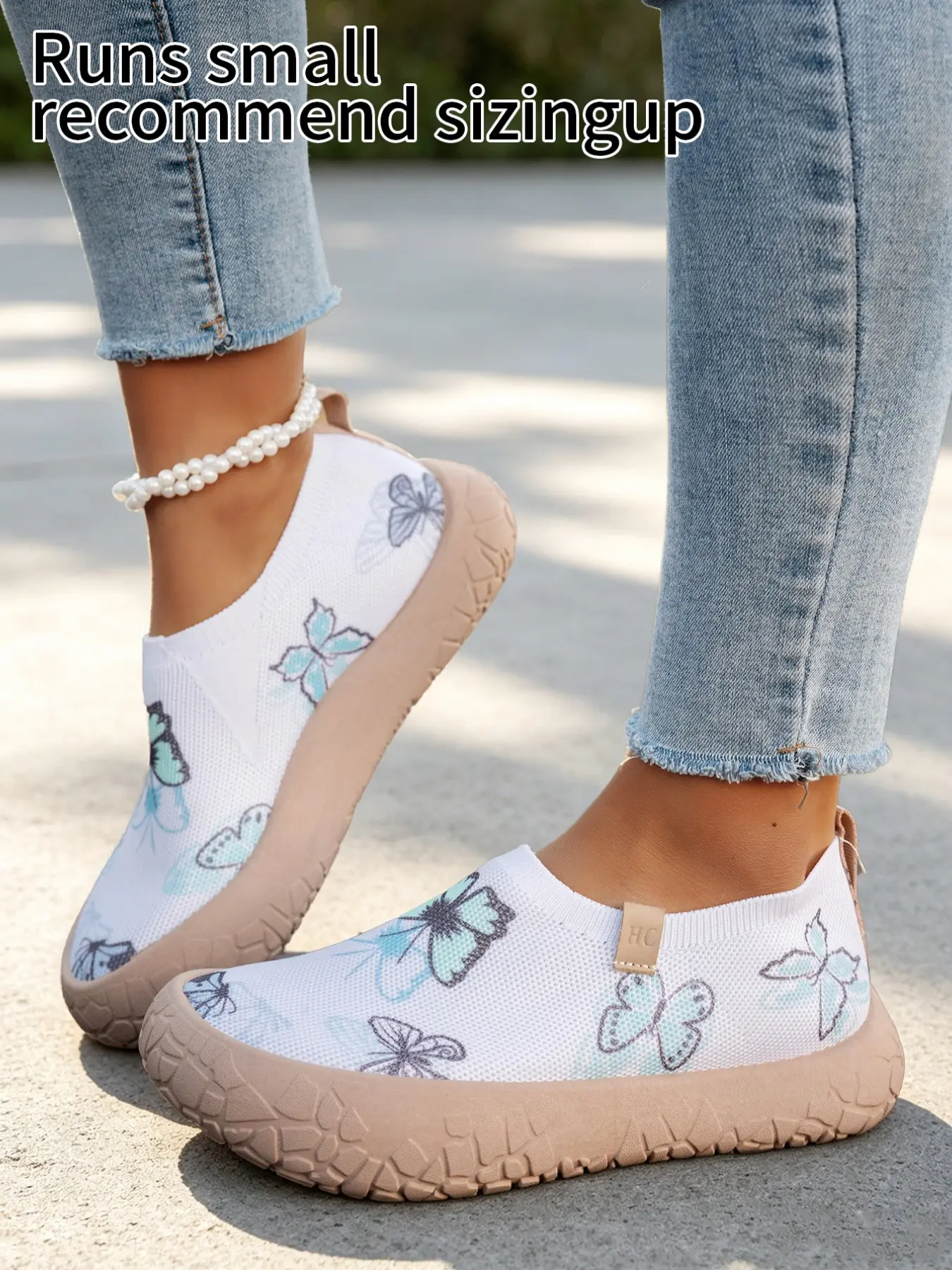 Women's Butterfly Print Hollow Knit Slip-On Platform Walking Shoes, Breathable Mesh Rugged Non-Slip Thick Sole Casual Loafers for Summer Daily Travel & Outdoor Wear, Chic Versatile Shoes, Trendy Shoes, Breathable Summer Footwear
