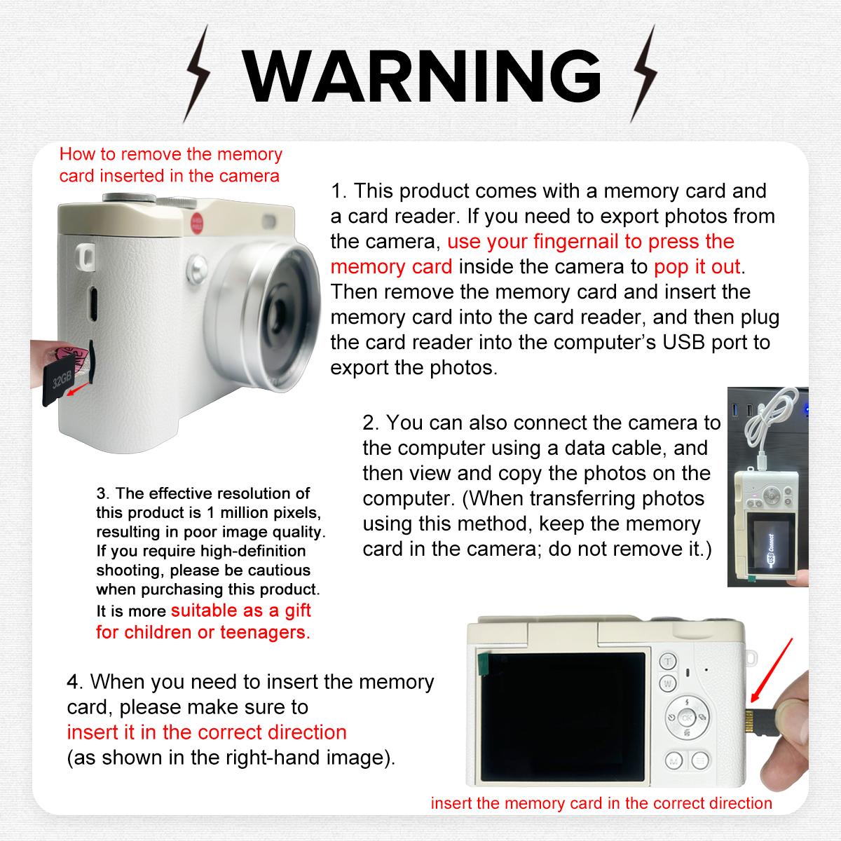 Portable Digital Camera with 180° Flip Screen, Entry-Level Student Selfie Camera with 32GB Memory Card for Photo and Video, Perfect for Back-To-School Season, Thanksgiving New Year Gift