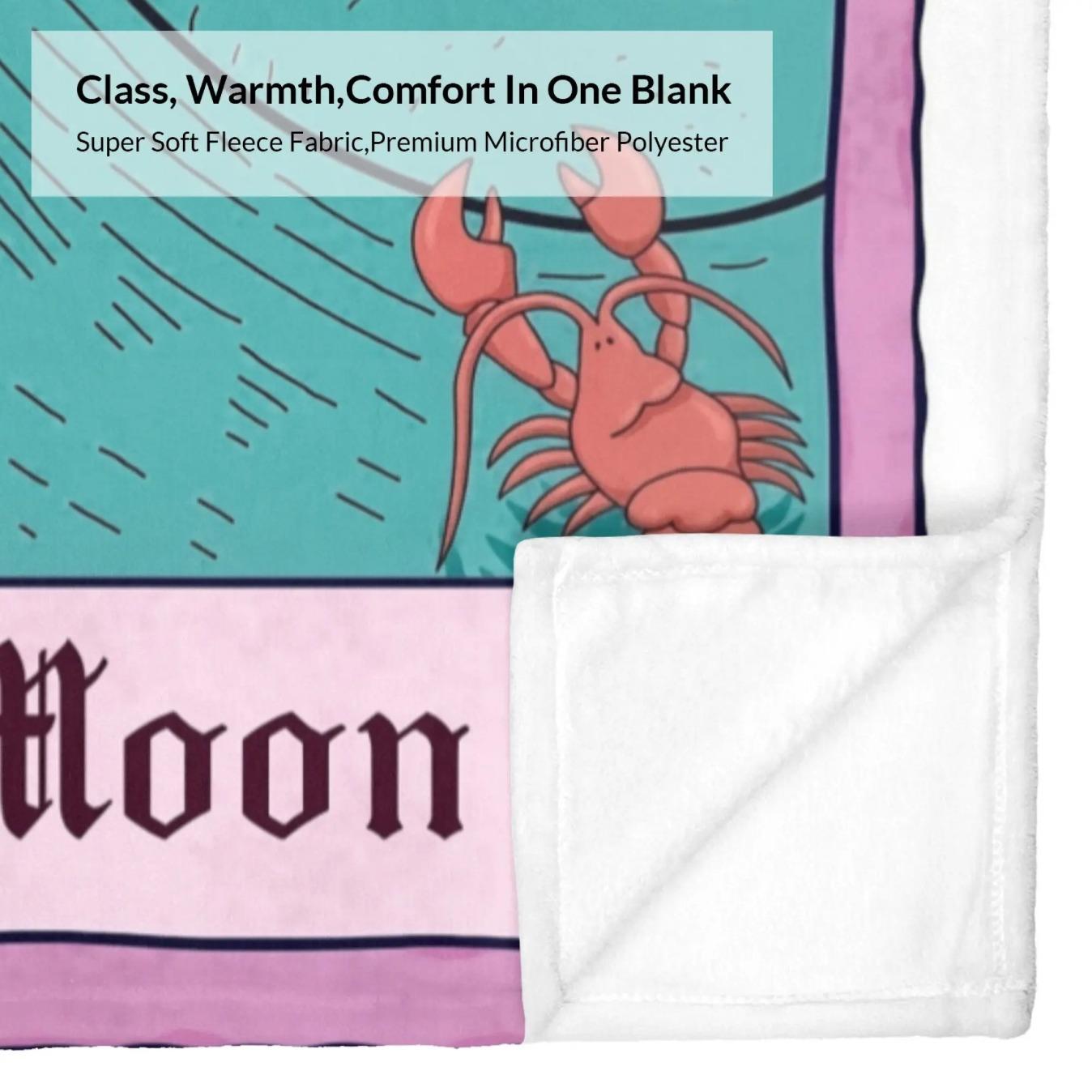 Courage Cowardly Dog Moon Tarot Card Flannel Fleece Blanket Soft Cozy Throw Blanket Retro Cartoon Mystical Gothic Plush Bed Sofa Couch Blanket Halloween Gift Fall Decor for Fans