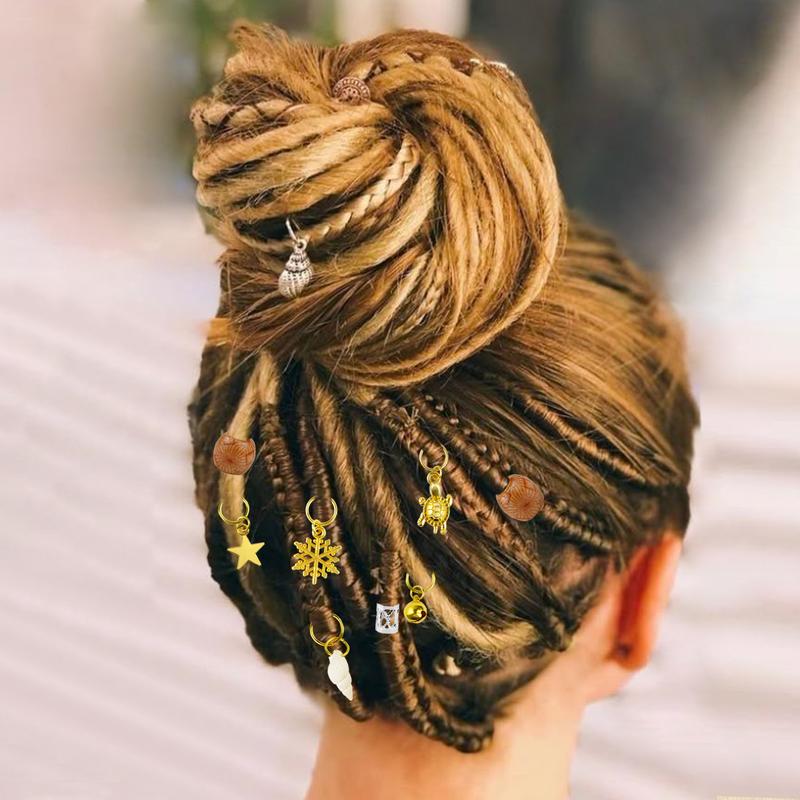 241 PCS Hair Jewelry Gold Hair Jewelry for Braids Loc Jewelry for Hair Dreadlock Metal Gold Silver Clips Shells Imitation Wood Beads Hair Charms Women Adjustable Cuffs Braiding Hair Rings Decoration hair beads