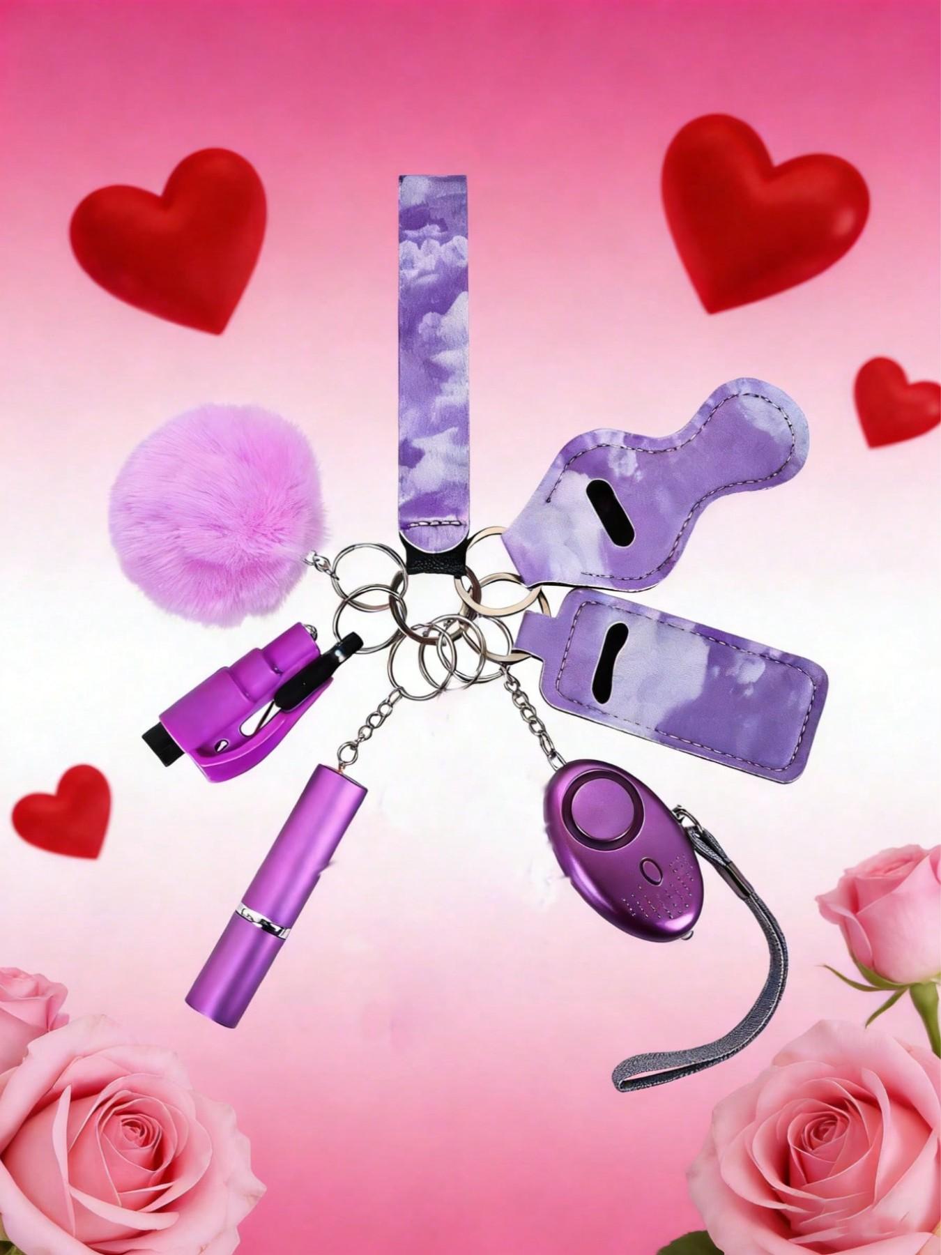 Women's Multifunctional Self-Defense Keychain, 7 Practical Features, Includes Window Breaker, Perfume Bottle Holder, Alarm, Best Protection Gift