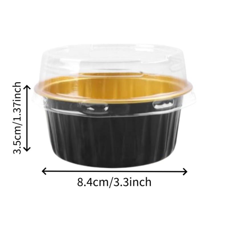 25PCS Aluminum Foil Lined Baking Cups with Lid, Disposable Mini Cake Cups, Muffin Mold, Pudding Mold, Wedding, Party, Dessert Container