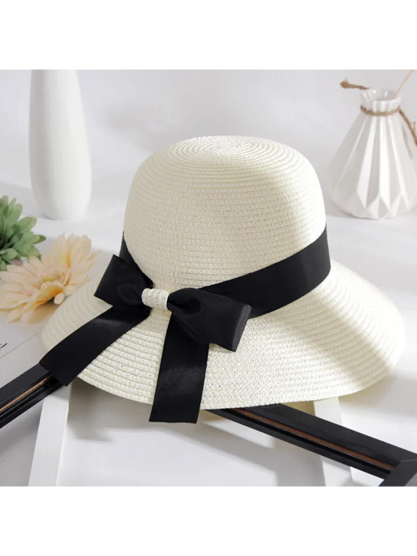 Summer children's and mothers' sun hats for beach and sand hats for girls - large brimmed straw hats for sun protection