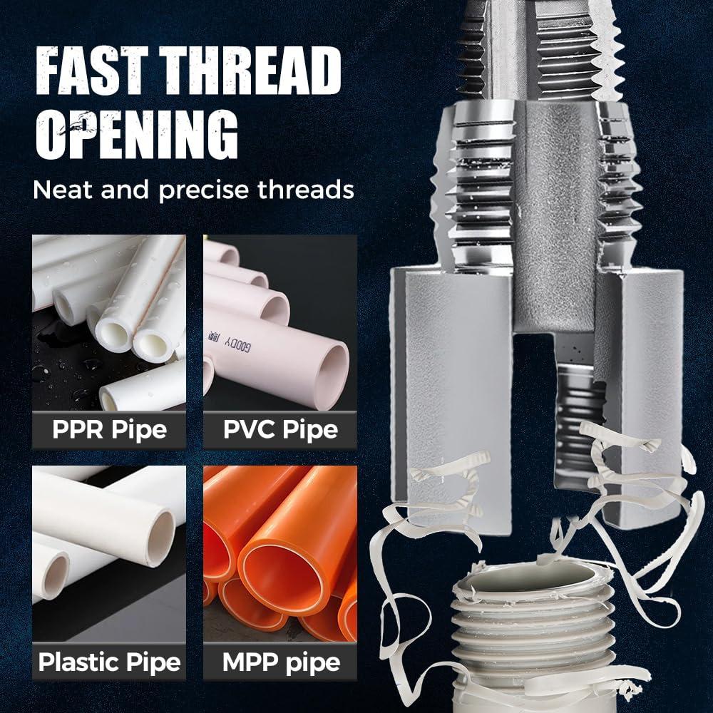 DIY Premium 15Pcs Steel Pipe Thread Tool Kit with 3 Dies External ...