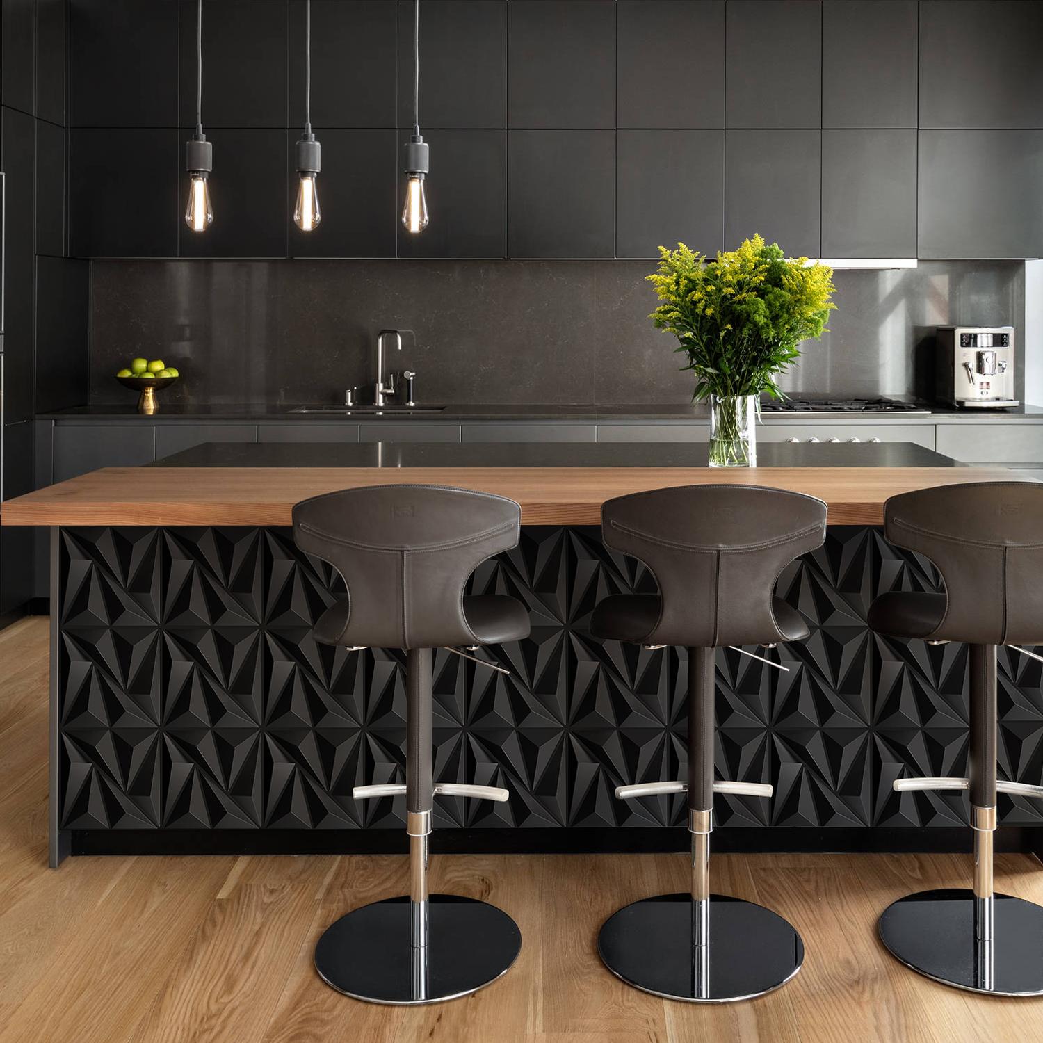 STICKGOO 33Pcs Tiles Geometric Pattern Wall Panel, Diamond Design 3D PVC Wall Panels for Interior Wall Decor, 11.8" x 11.8" Decorative Living Room