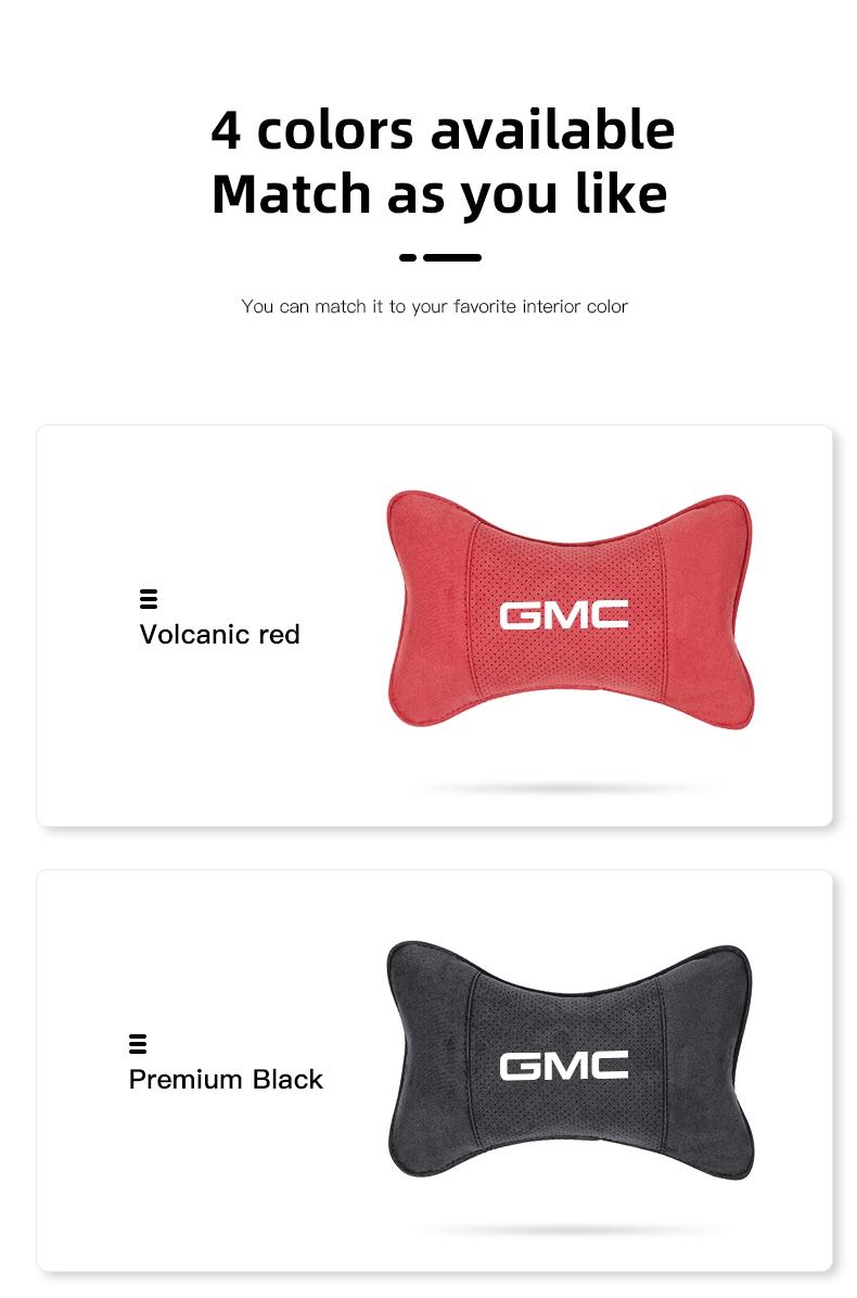 Car Suede Headrest Neck Support Auto Seat Accessories For GMC Terrain Sierra Canyon Yukon Acadia Savana Denali AT4 Granite