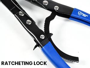 SMOTIVE PRO 3-Piece Ratcheting Hose Clamp Pliers Set, 8/10/12 Inch Locking Pinch Off Tools for Fuel, Coolant, Radiator and Heater Lines No Leak Automotive Repair